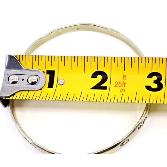 Sterling Silver Bangle Bracelet Signed Solid 925 Handmade Made in Mexico 3" dia - Picture 9 of 9